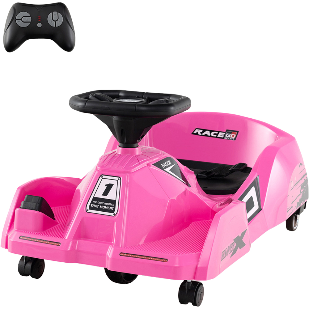Costway Kids Pink Electric Ride On Cleaning Go Kart Race Car with Detachable Mop 12V Image 1