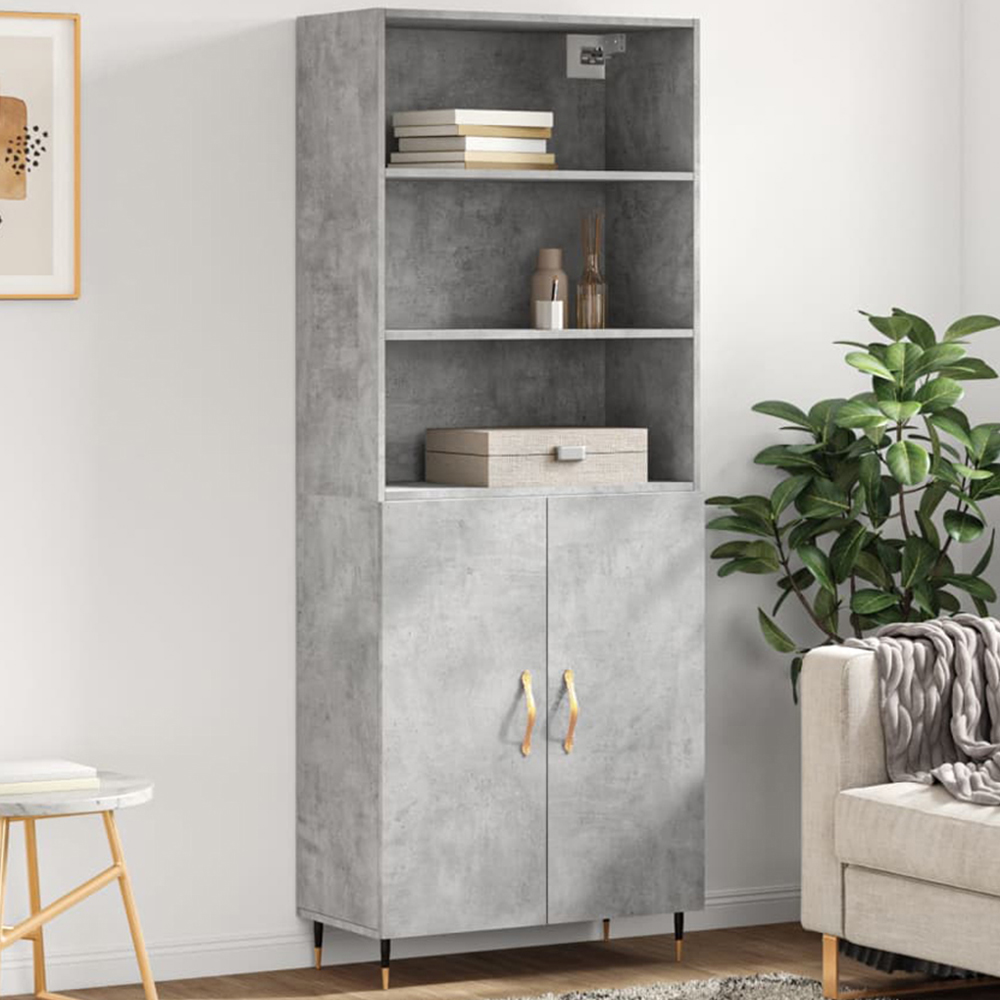 vidaXL 2 Door 3 Shelf Concrete Grey Wooden Cabinet Image 1
