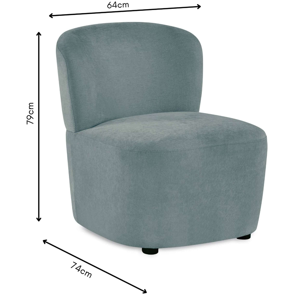 Julian Bowen Lunetta Blue Chenille Armless Accent Chair Image 9