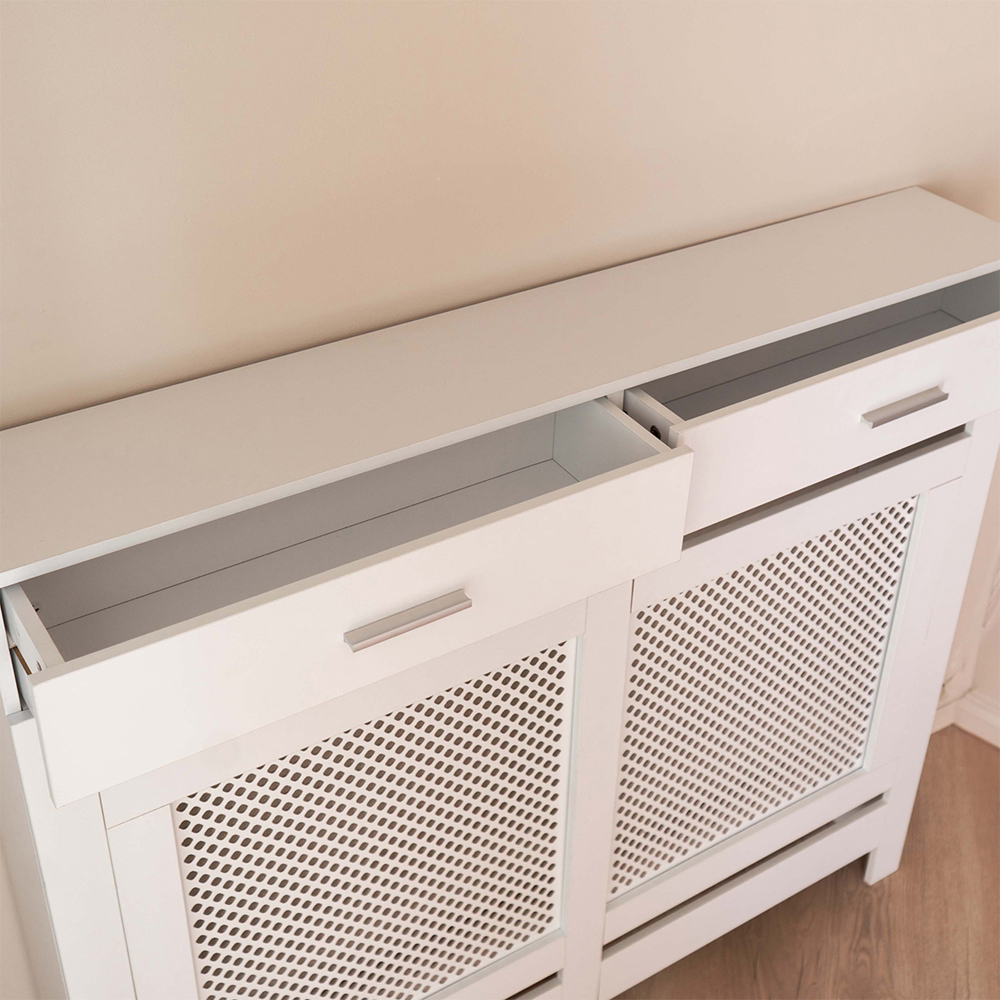 Portland 2 Drawer White Radiator Cover Medium Image 3