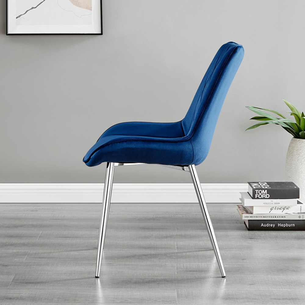 Furniturebox Molini Cesano 6 Seater Dining Set White Gloss Navy and Gold Image 4