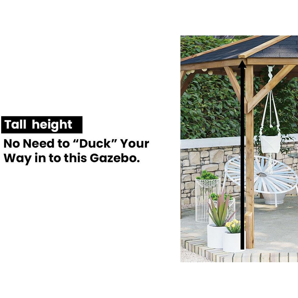 Dunster House Utopia 430 4 x 3m Brown Wooden Gazebo with Roof Shingles Image 6
