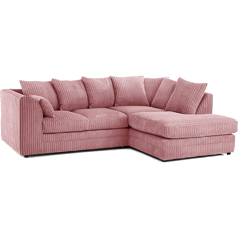 Luxor 3 Seater Pink Jumbo Cord Right Hand Facing Corner Sofa Image 2