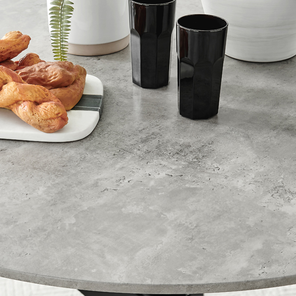 Furniturebox Arona 4 Seater Round Dining Table Concrete and Black Image 3
