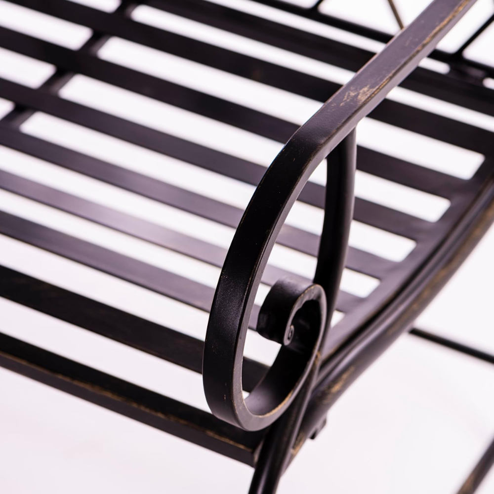 Garden Gear 2 Seater Ebony Wrought Iron Garden Bench Image 3