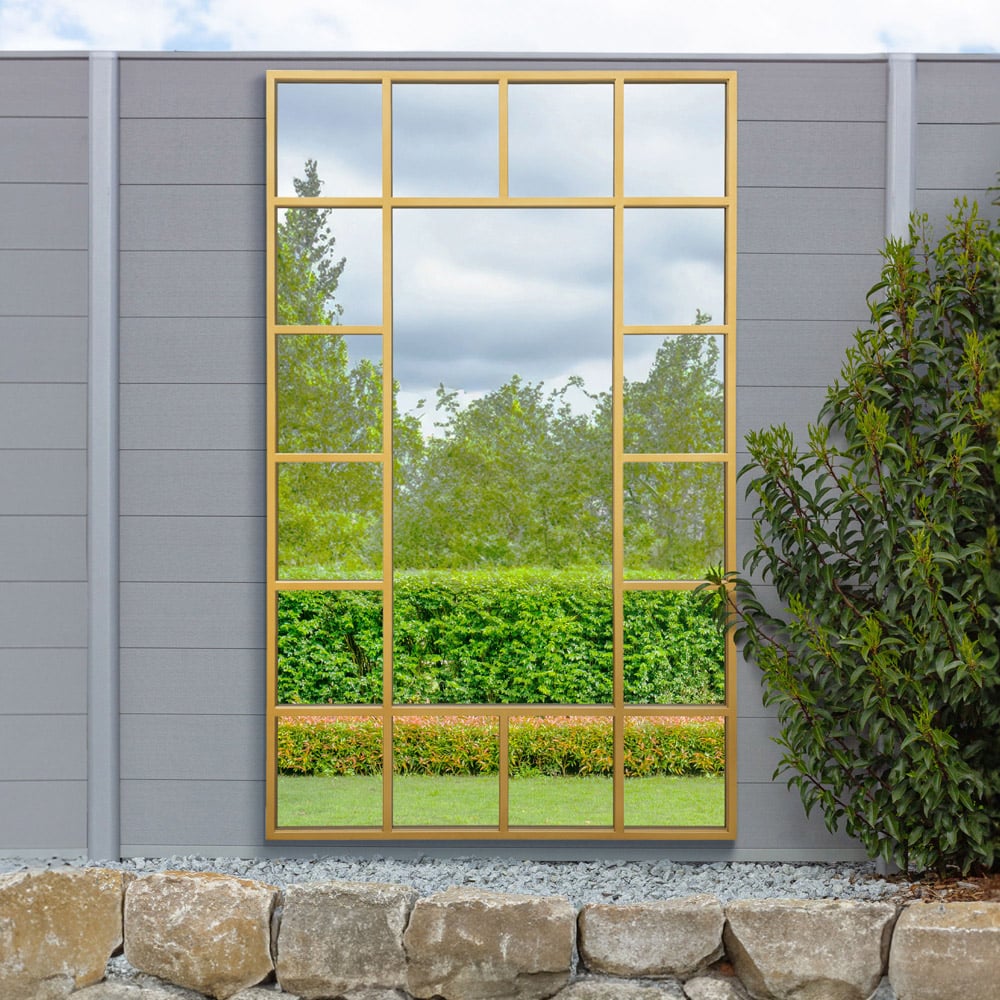 MirrorOutlet The Genestra Gold Modern Wall and Leaner Garden Mirror 180 x 110cm Image 5