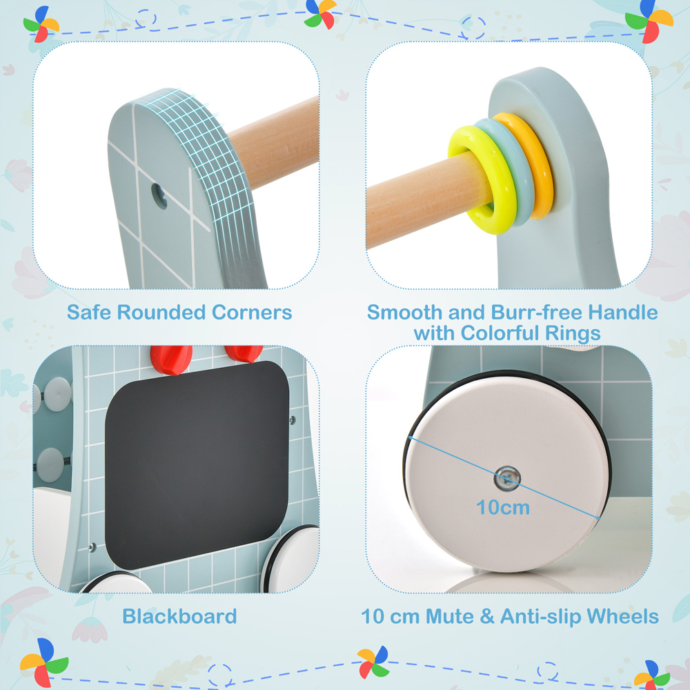 Costway Blue 6 in 1 Wooden Baby Stroller Image 7