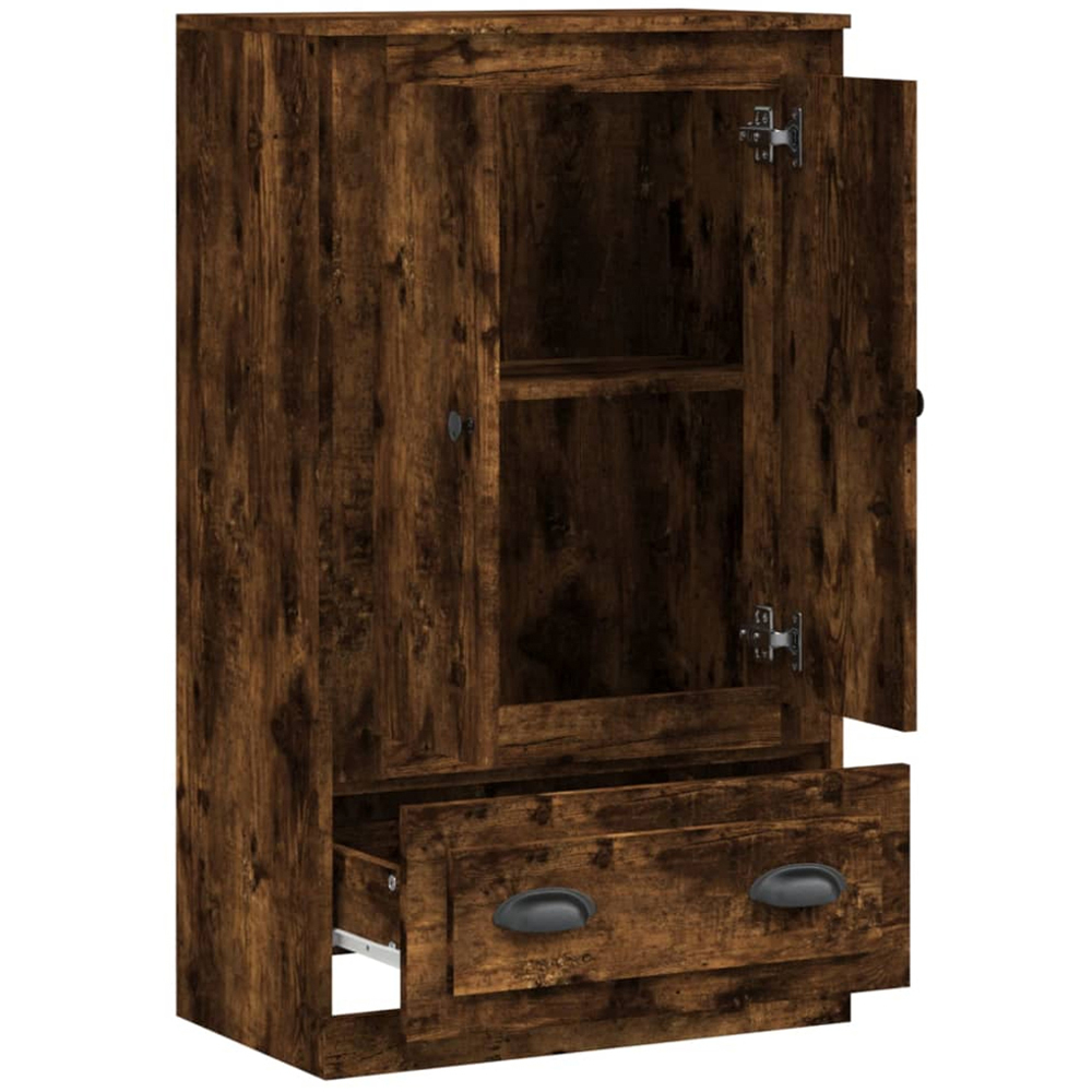 vidaXL 2 Door Single Drawer Smoked Oak Highboard Image 7