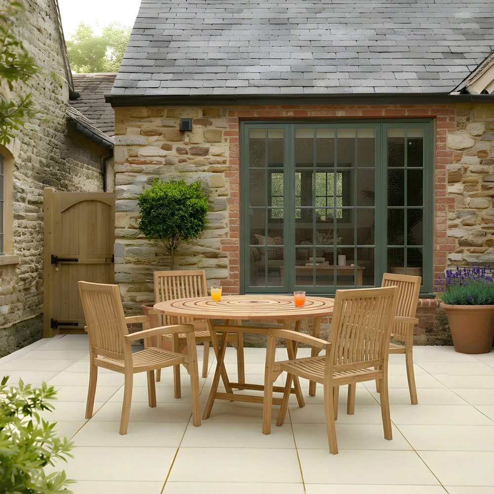 Charles Bentley 4 Seater Teak Wood Round Dining Table Image 8