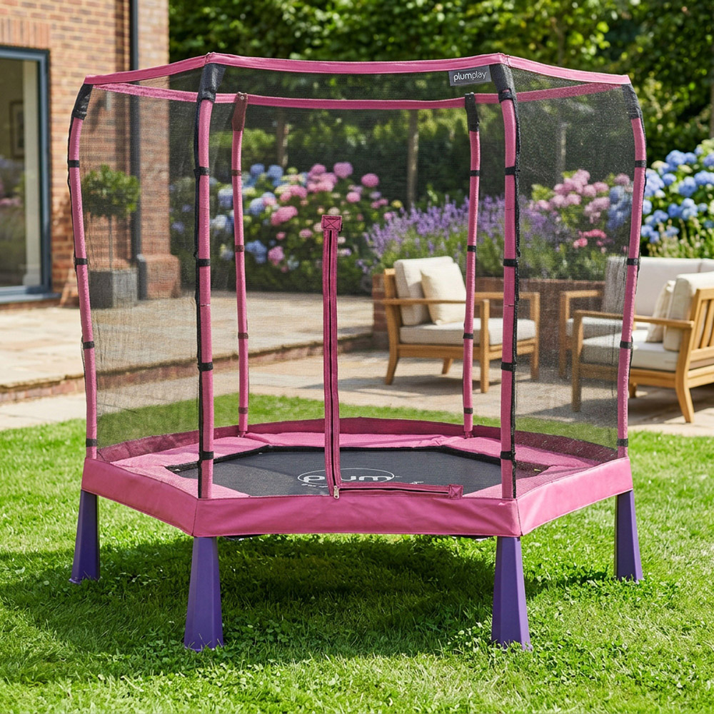 Plum Play Pink 7ft Junior Jumper Springsafe Trampoline with Enclosure Image 2