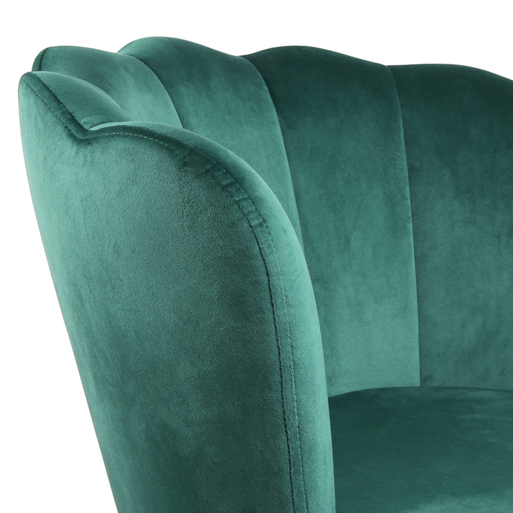 Flora Petal Back Accent Tub Chair Velvet Upholstery - Green Image 6