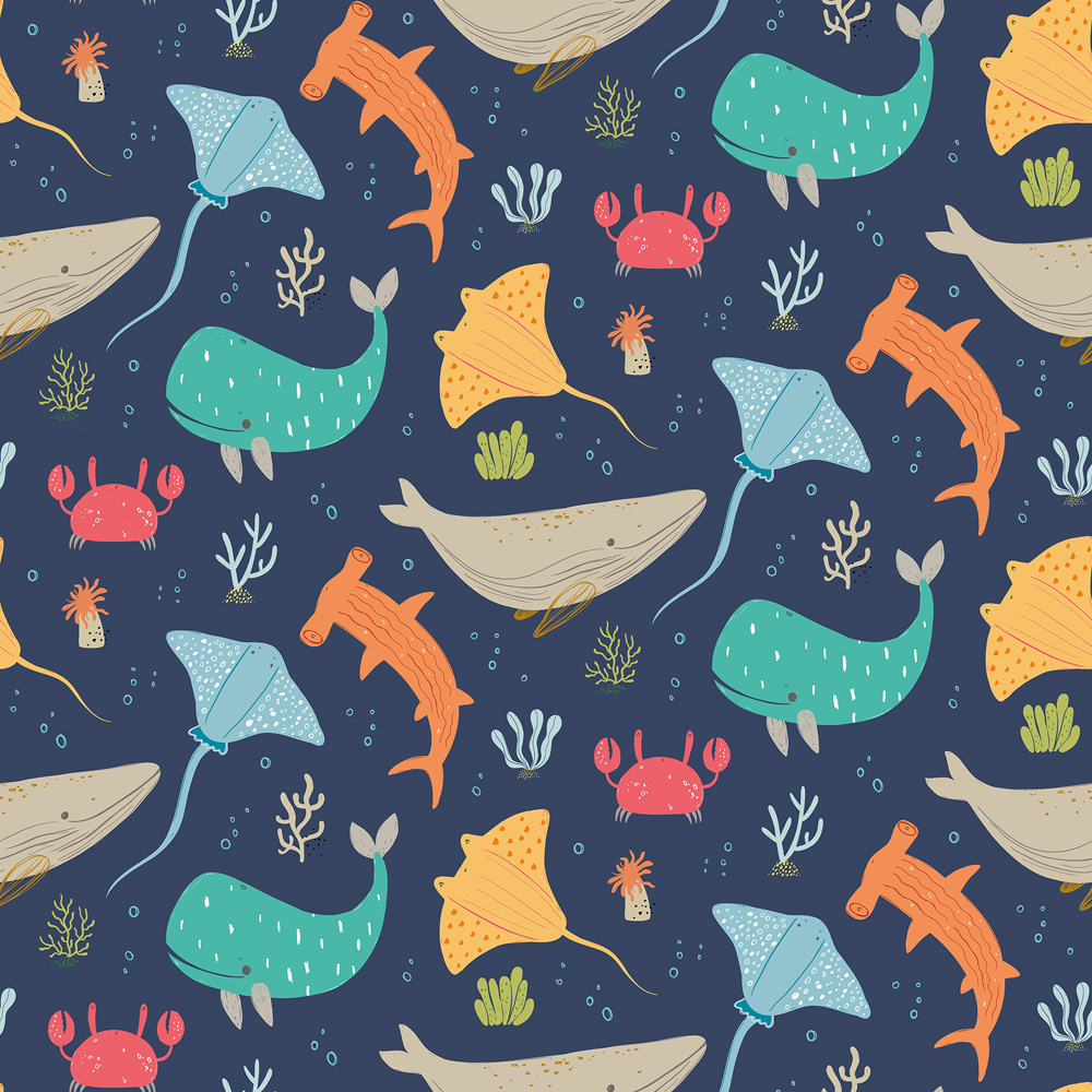 Hoopla Walls Peekaboo Ocean Adventure Inky Mix Wallpaper Image 1