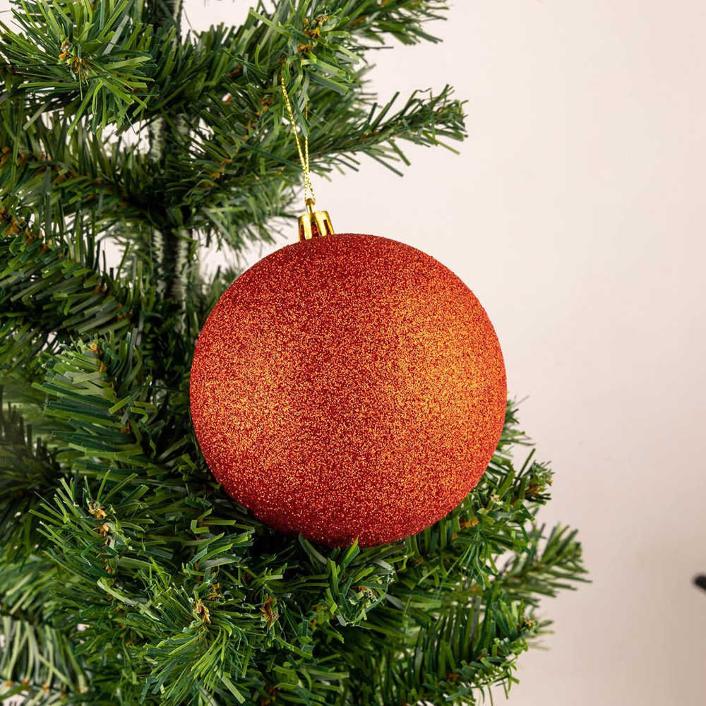 Shatchi 10cm Red Shatterproof Christmas Baubles 6 Pack Image 3