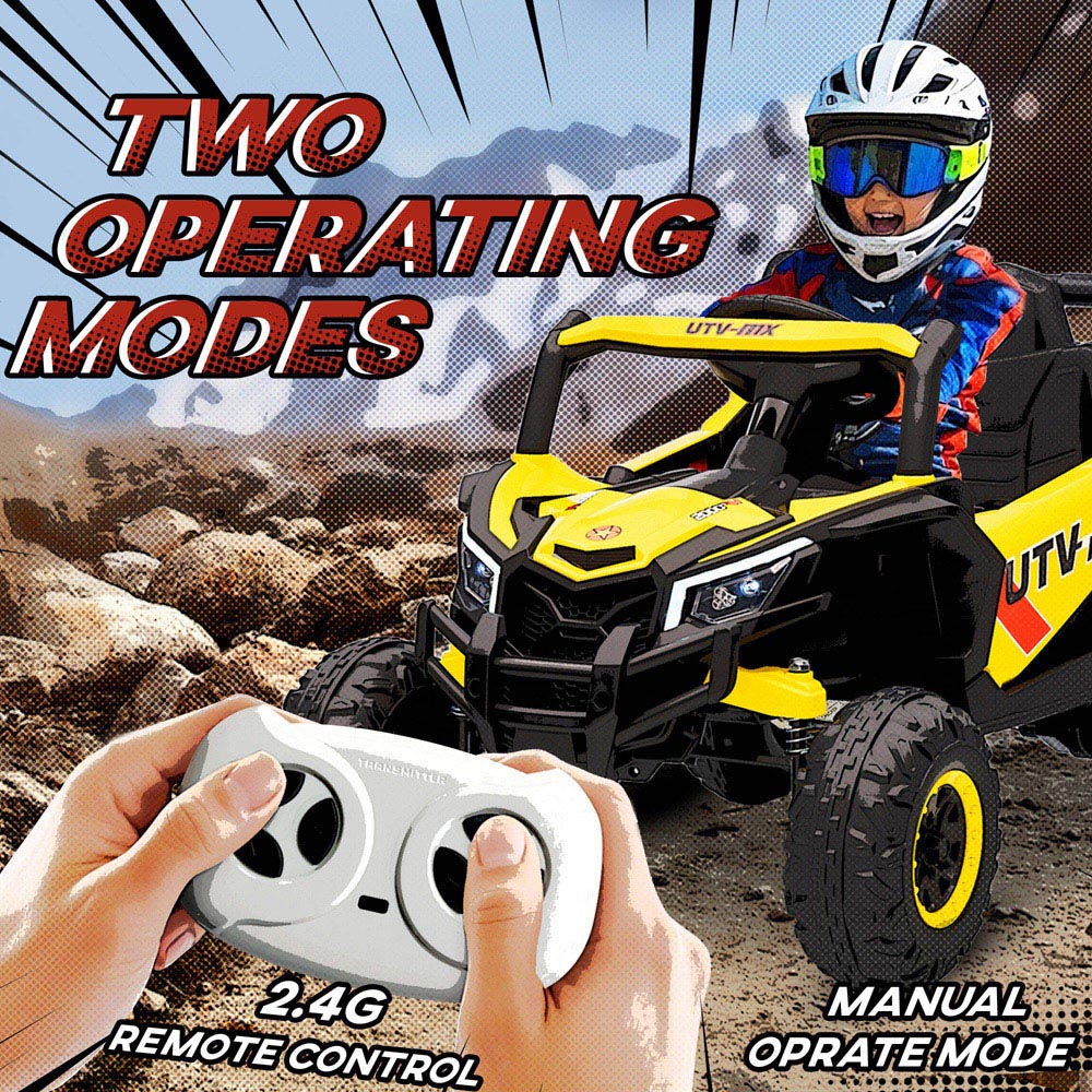 Tommy Toys Kids Yellow Ride On Electric UTV Car with Remote and Safety Belt Image 4