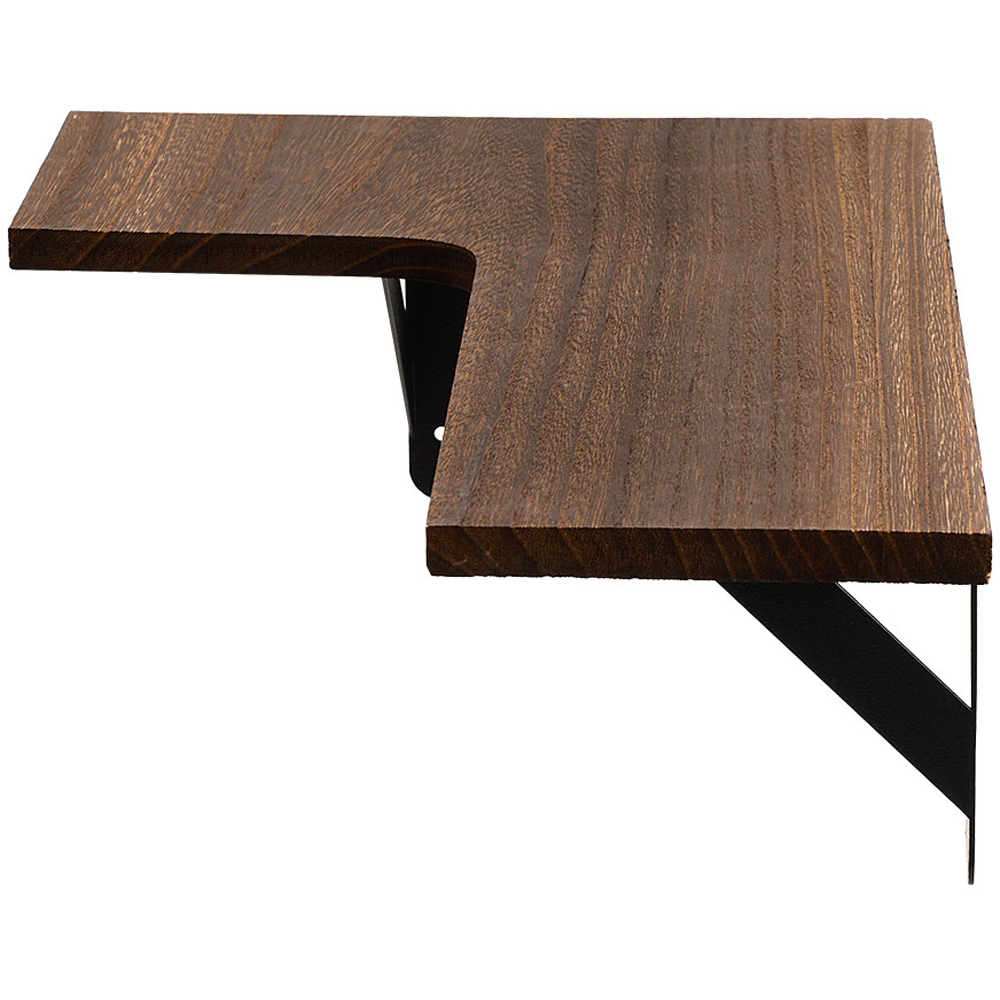 Living and Home 4 Piece Brown L-Shaped Wall-Mounted Shelf Image 4