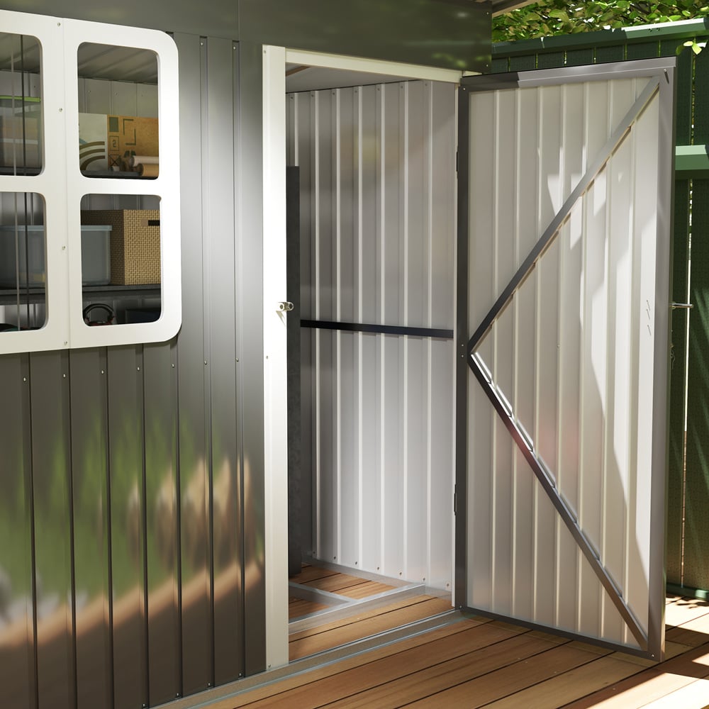 Outsunny 7 x 4ft Grey Galvanised Steel Garden Shed with Foundation Kit Image 3