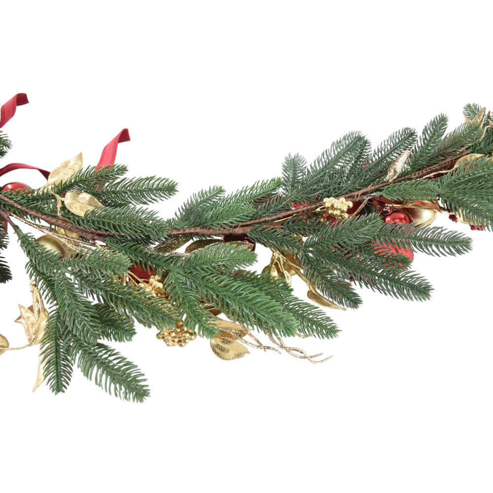 Noel Ribbon Poinsettia Garland Image 7