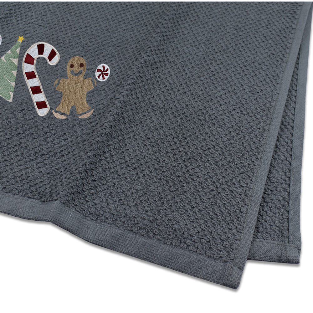 Noel Square Sweet Shop Grey Tea Towel 3 Pack Image 5