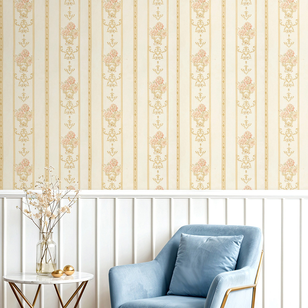 Living and Home Floral Pattern Rectangle 3D Embossed Yellow Non-Pasted Wallpaper Image 2