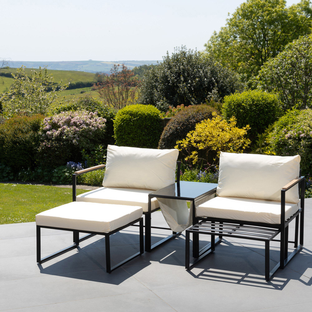 Artemis Home Serano 4 Seater Cream Garden Lounge Set with Cushion Image 2