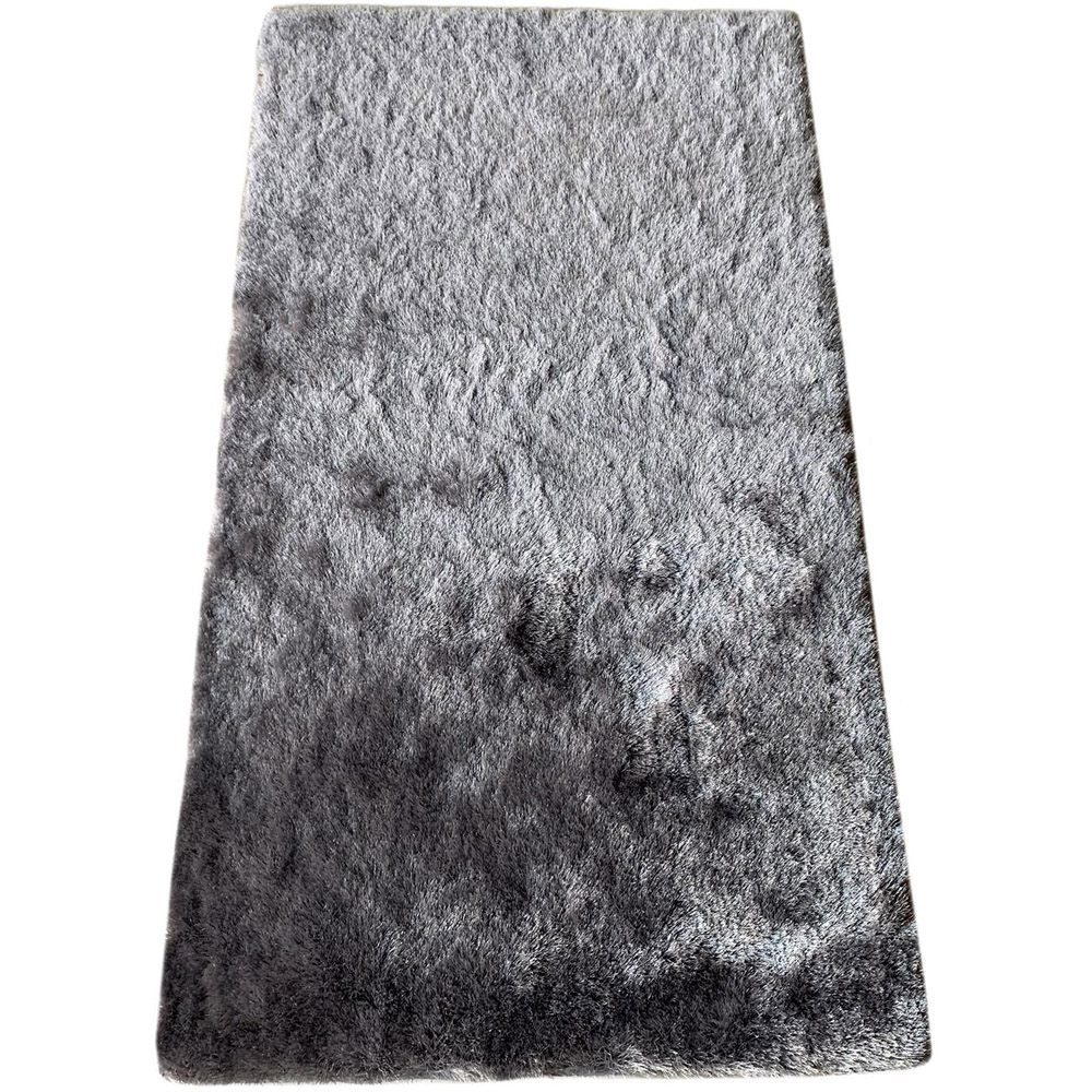 Silver Silky Shaggy Rug 150 x 80cm Image 1