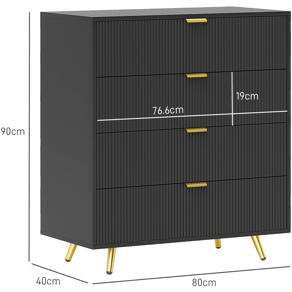 Portland 4 Drawer Black Chest of Drawers Image 9