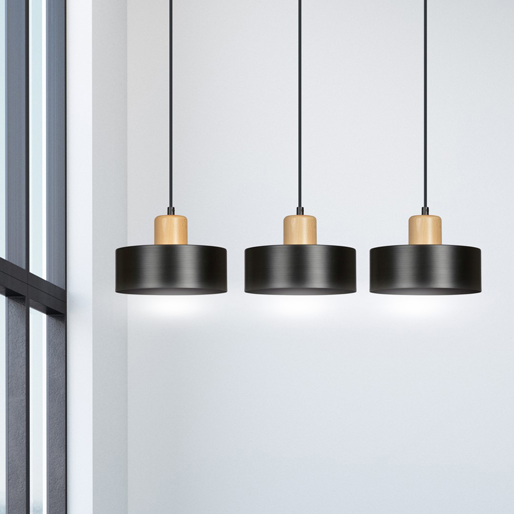 Emibig Torin 3 Light Black Pendant Lamp Image 4