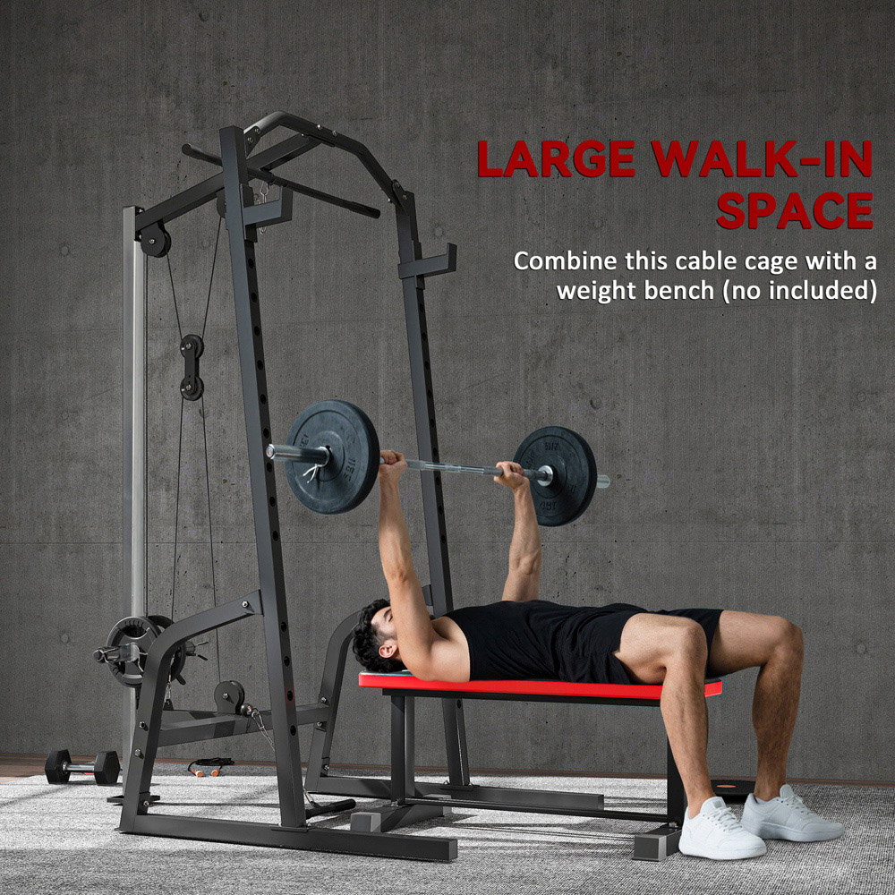 SPORTNOW Cable Crossover Machine with Pulley System and Squat Rack Image 7