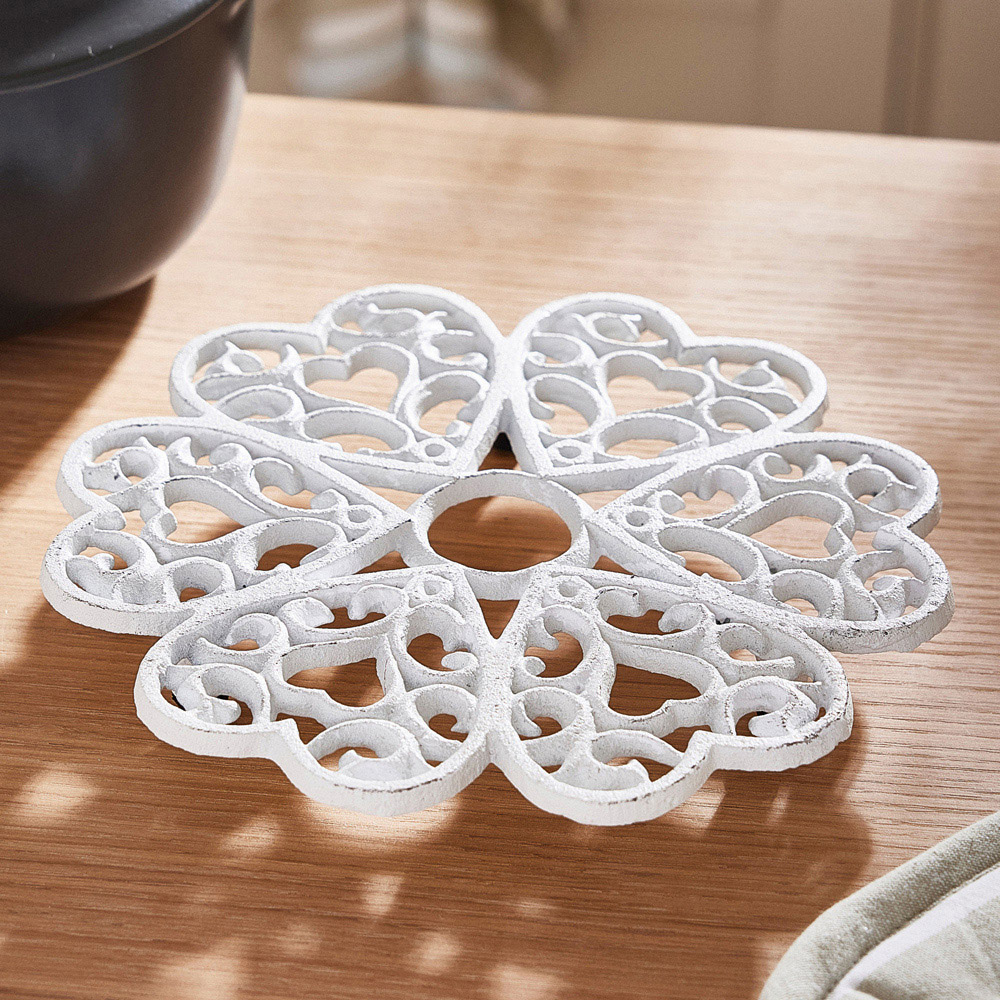 Dibor 23cm Extra Large White Cast Iron Trivet Image 2