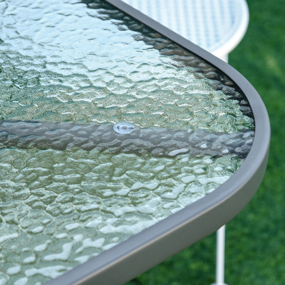 Outsunny Curved Aquatex Glass Garden Table Grey Image 3