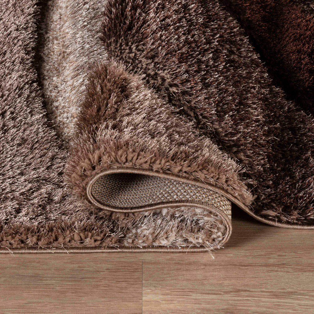 Desire Rug Modern Bronze Waves Shimmer Soft Shaggy Area Rug 80 x 150cm Image 3