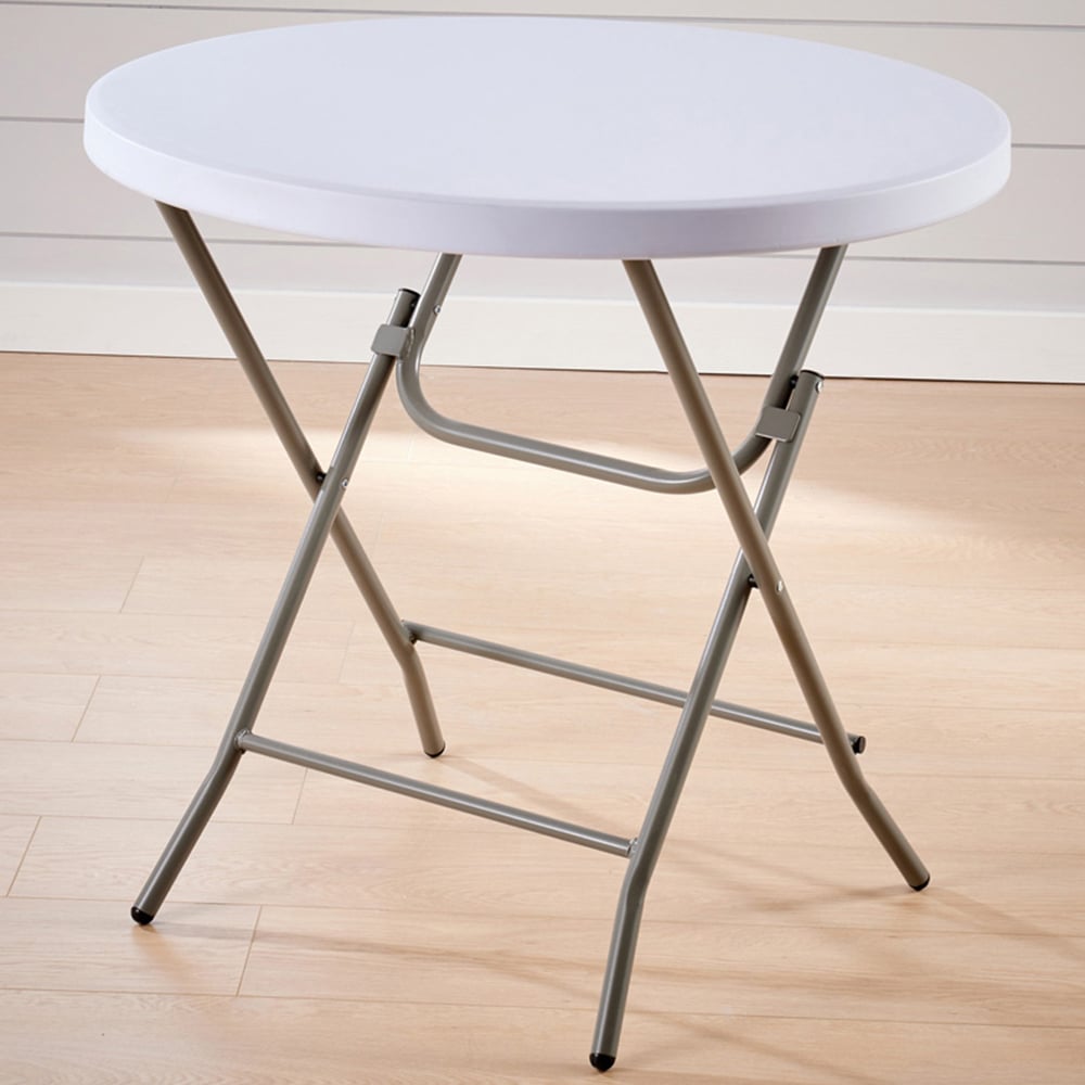 Home Source White Folding Trestle Table 2.6ft Image 1