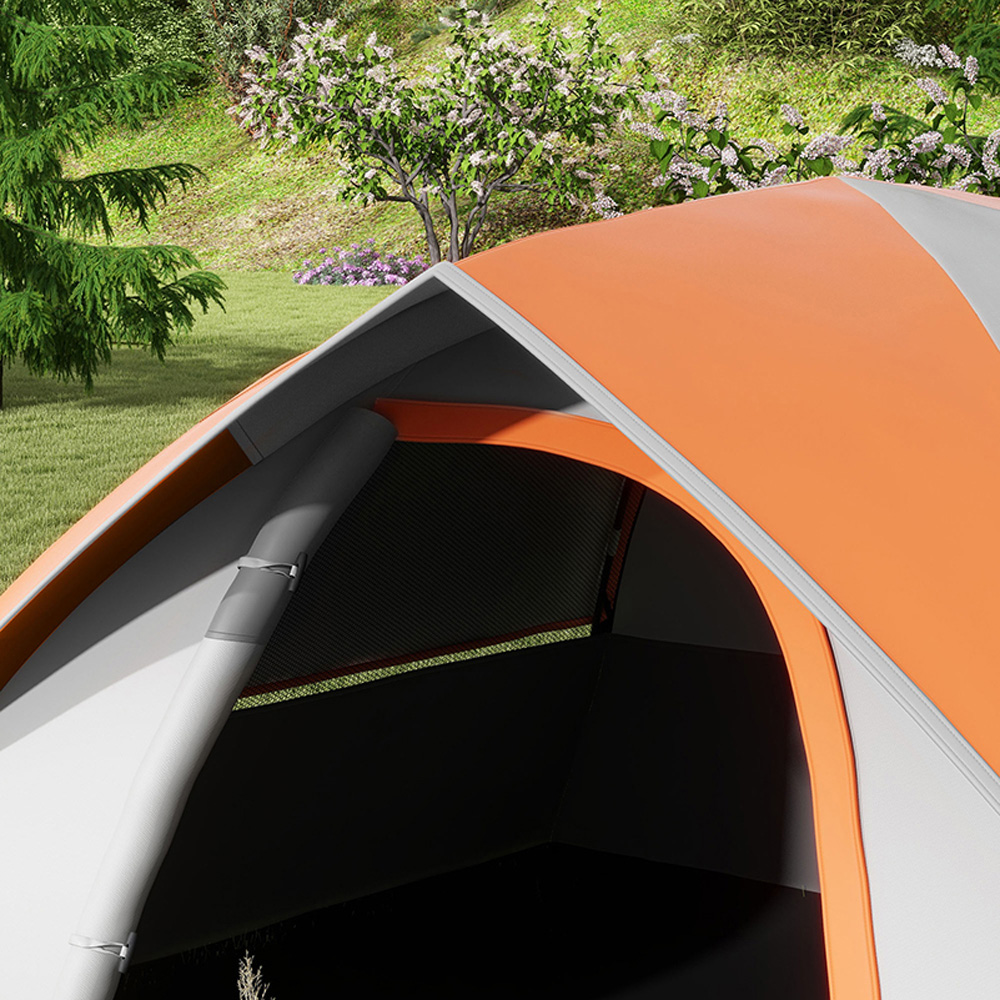 Outsunny 2 Person Waterproof Camping Tent with Sewn-in Groundsheet Orange Image 3