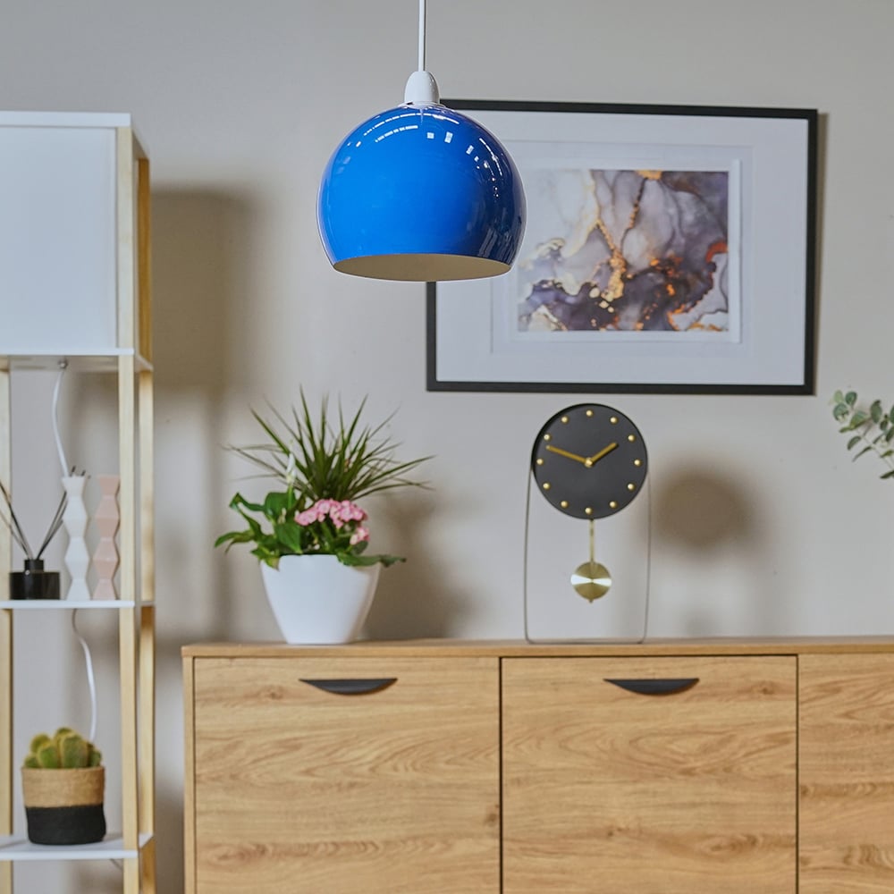 ValueLights Navy Blue Arco Mini Metal Pendant Light Shade Image 6