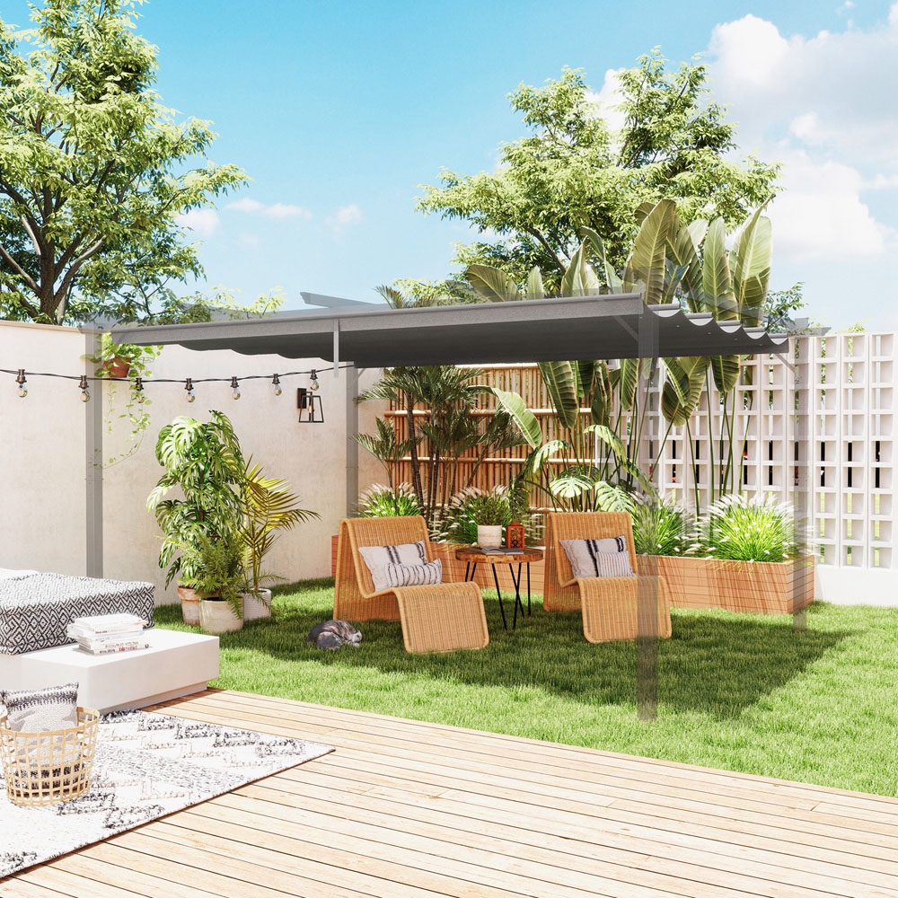 Outsunny 4 x 3m Light Grey Pergola Shade Cover Replacement Canopy Image 3