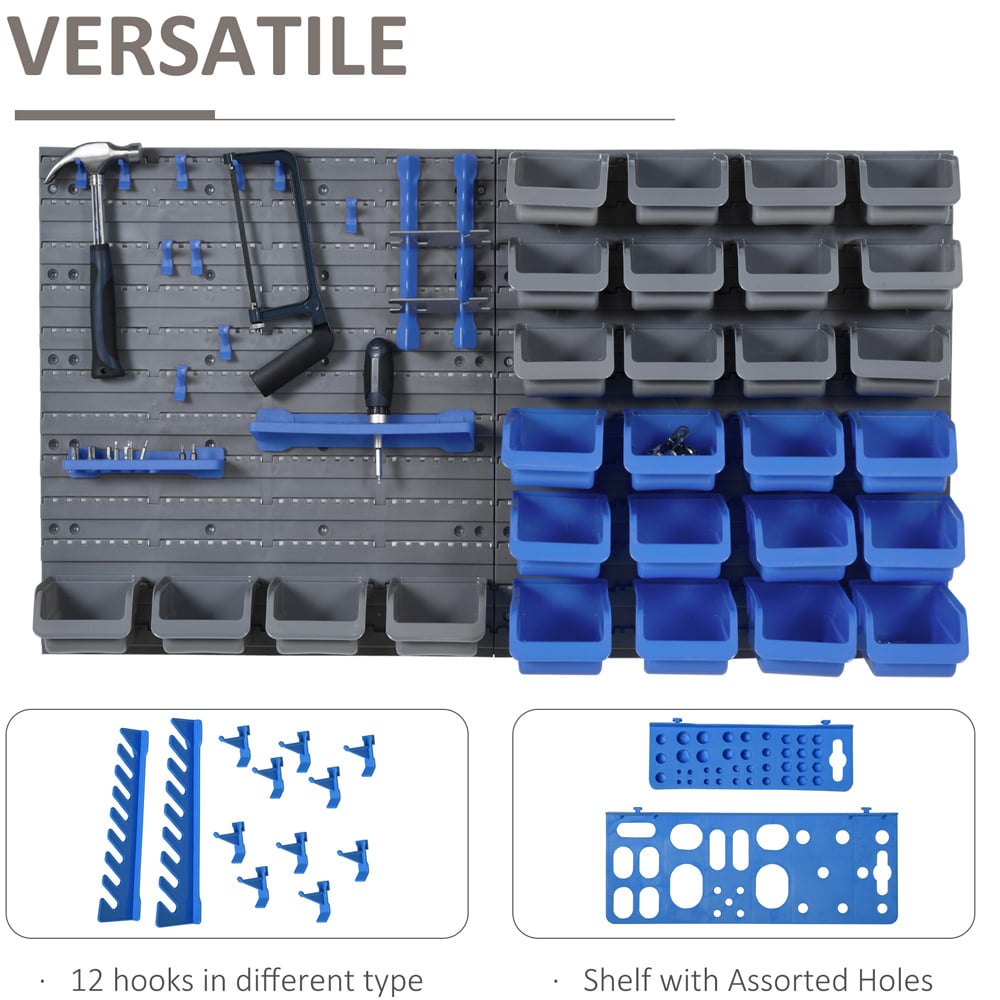 Durhand 44 Piece Blue On Wall Tool Organiser Image 7