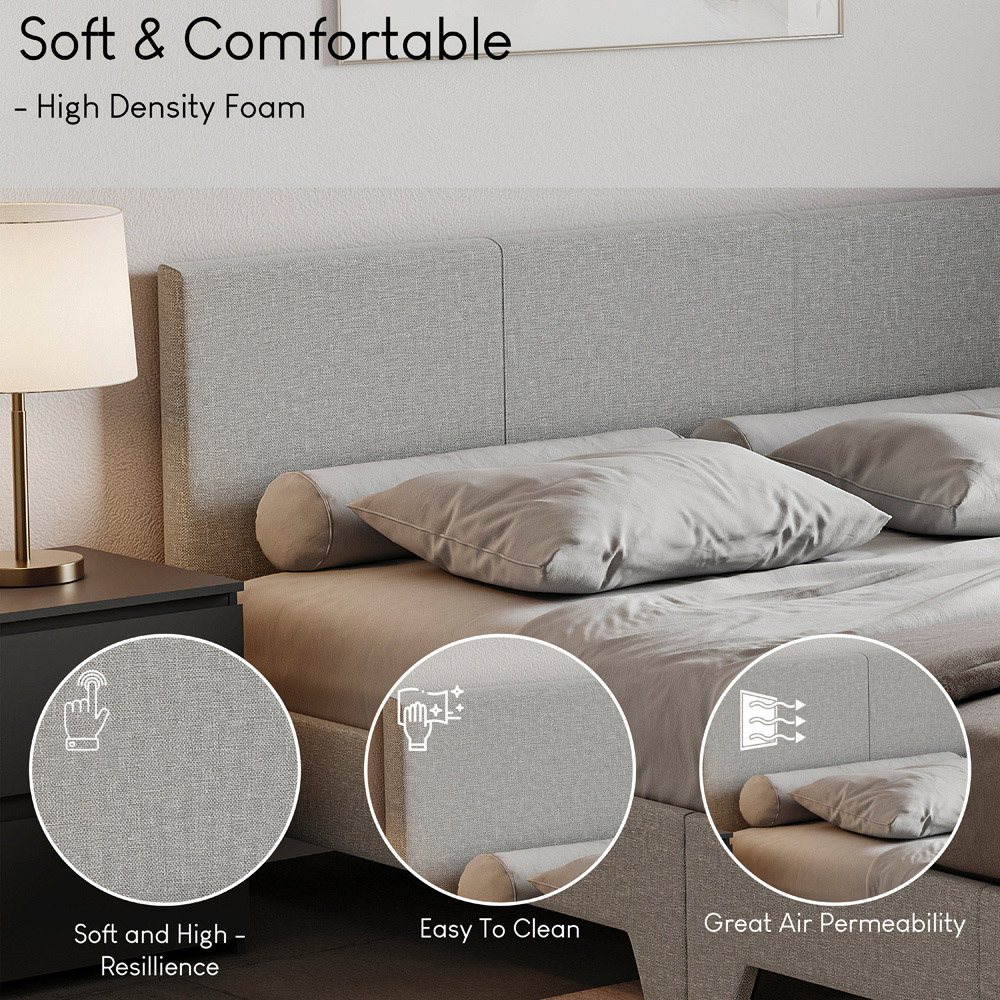 Vida Designs Victoria Double Light Grey Linen Bed Frame Image 6