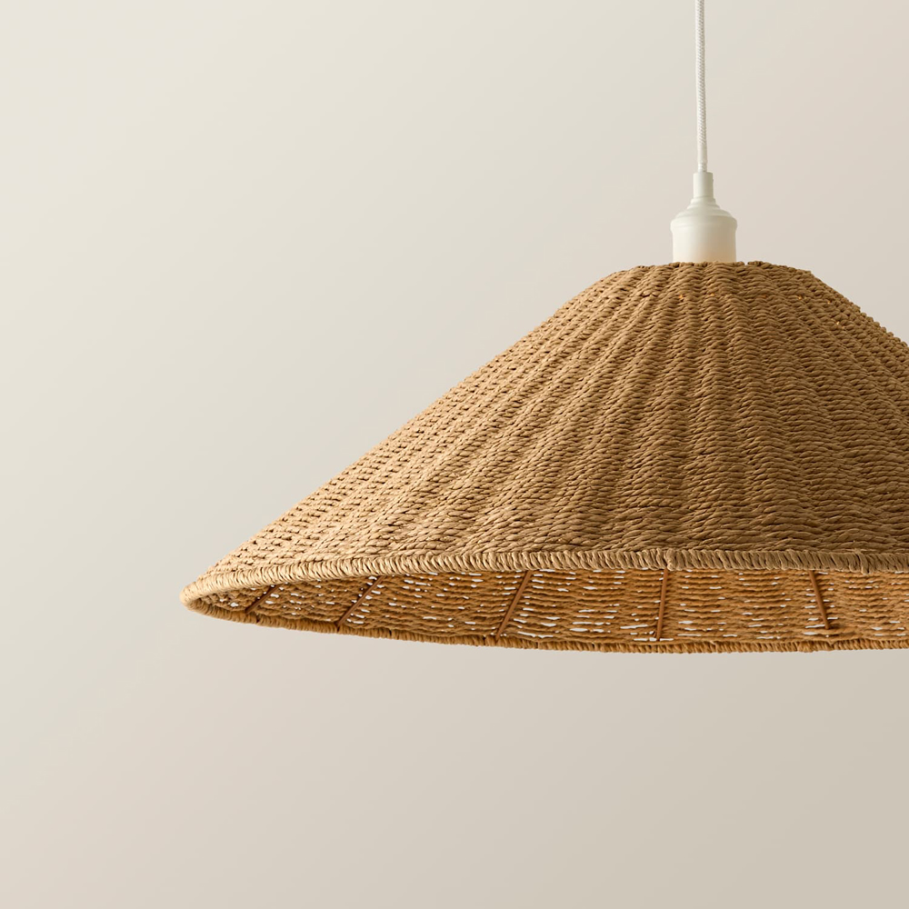 ValueLights Thelma Wicker Conical Shade Ceiling Light with Bulb Image 4