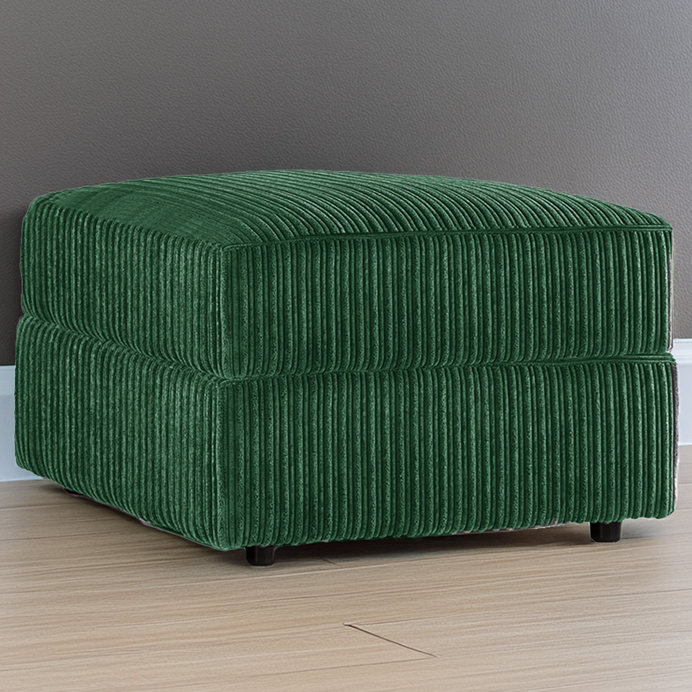 Luxor Green Jumbo Cord Footstool Image 1