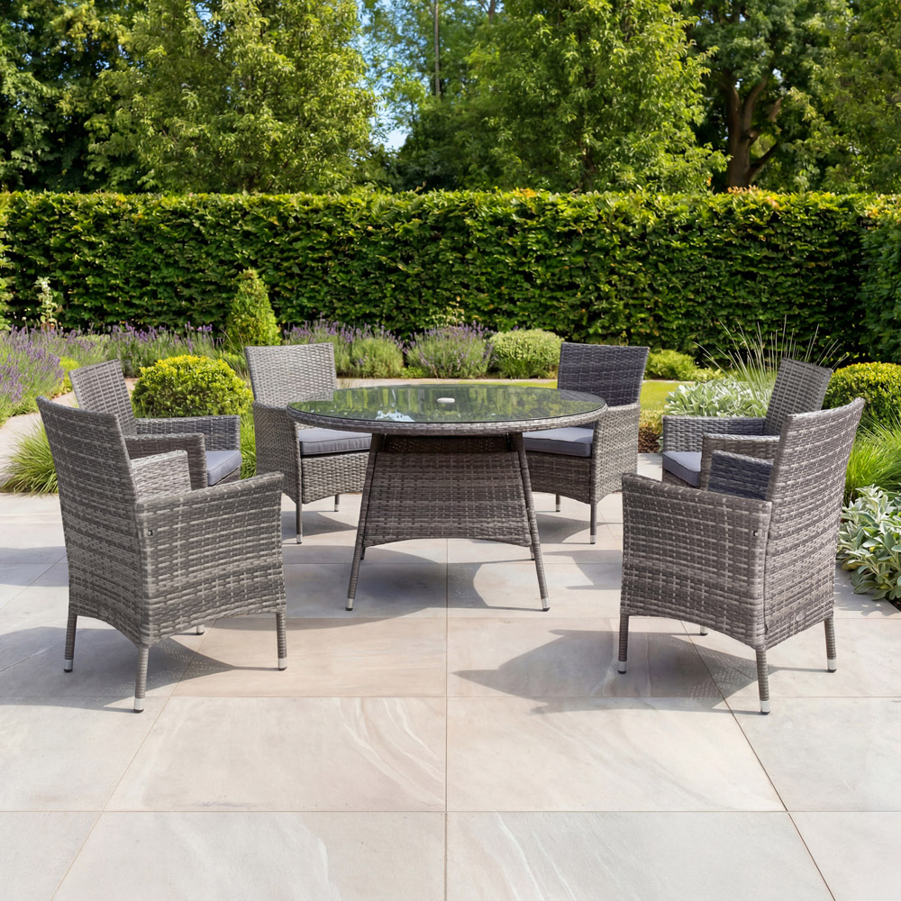 Charles Bentley 6 Seater Rattan Dining Table Grey Image 7