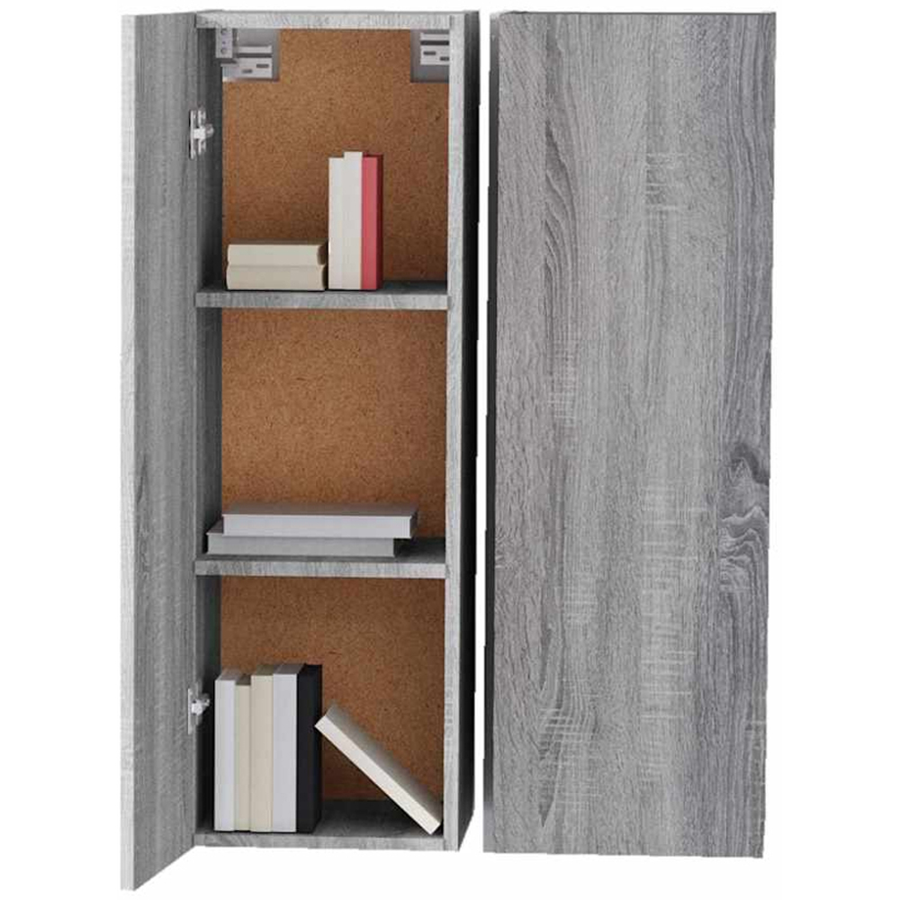 vidaXL Single Door Grey Sonoma Wall Mounted TV Cabinet 2 Pack Image 5