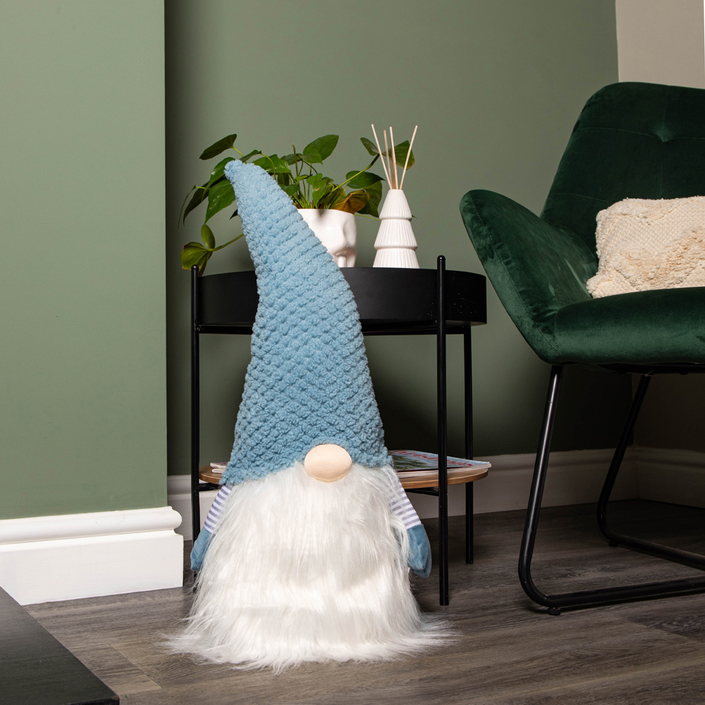 Samuel Alexander Blue Sitting Christmas Gonk Decoration with Knitted Hat 65cm Image 6