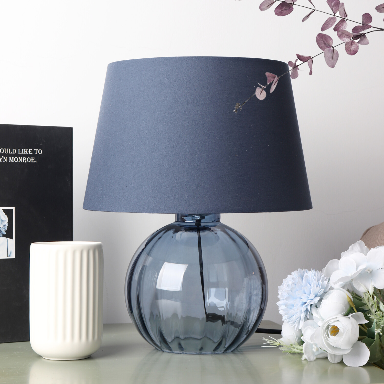 Aven Glass Table Lamp Blue Image 2