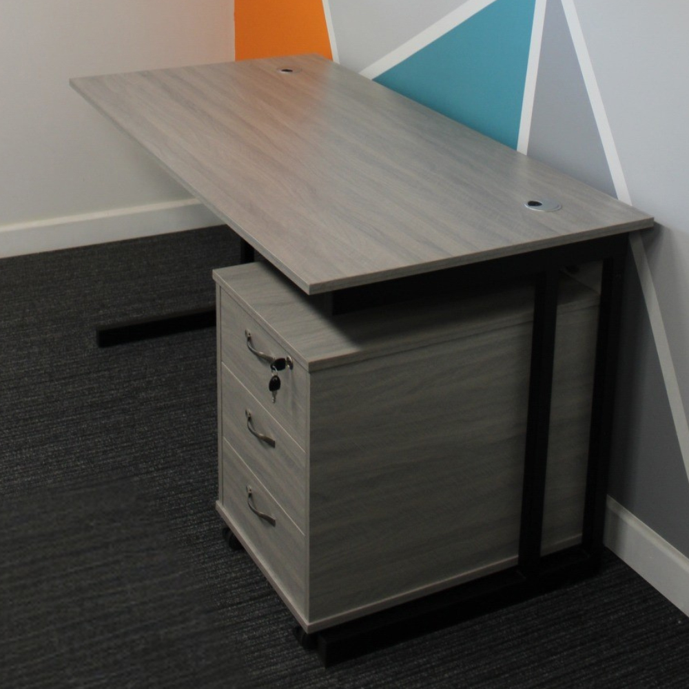 Kosy Koala Grey Wooden Office Desk with Drawer Unit Image 7