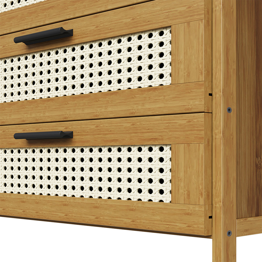 Living and Home 3 Drawer Tawny Rattan Bedside Table Image 4