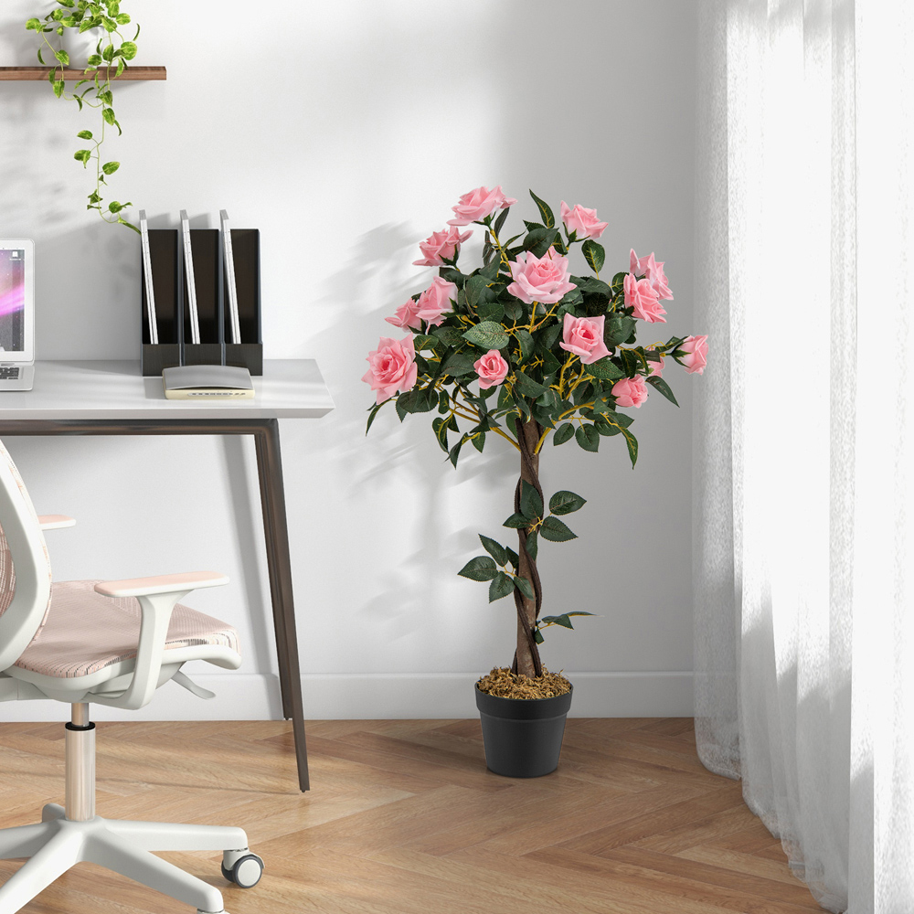 Costway Pine Rose Artificial Tree In Pot 3ft Image 3