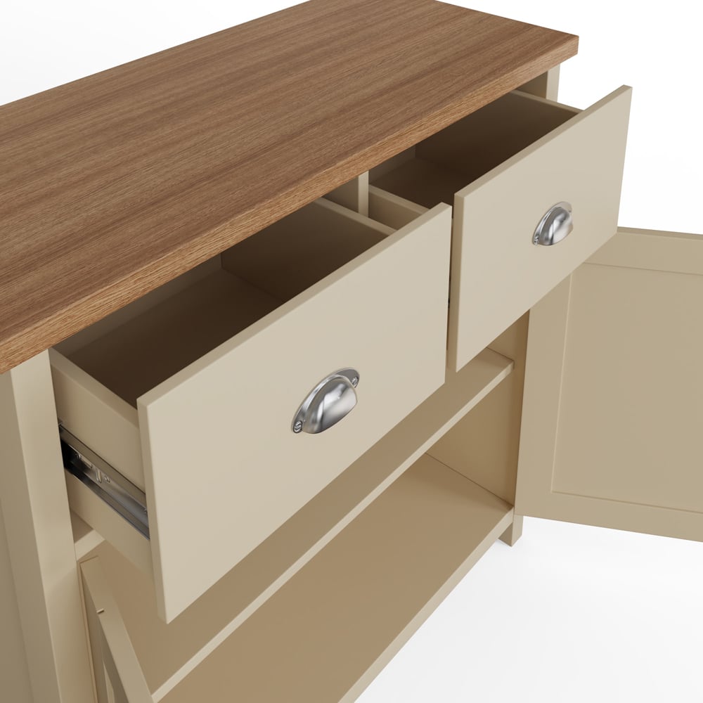 GFW Lancaster 2 Door 2 Drawer Cream Compact Sideboard Image 5