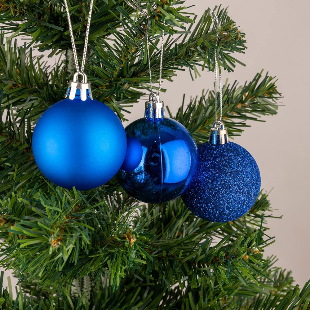 Shatchi 6cm Blue Shatterproof Christmas Baubles 18 Pack Image 3