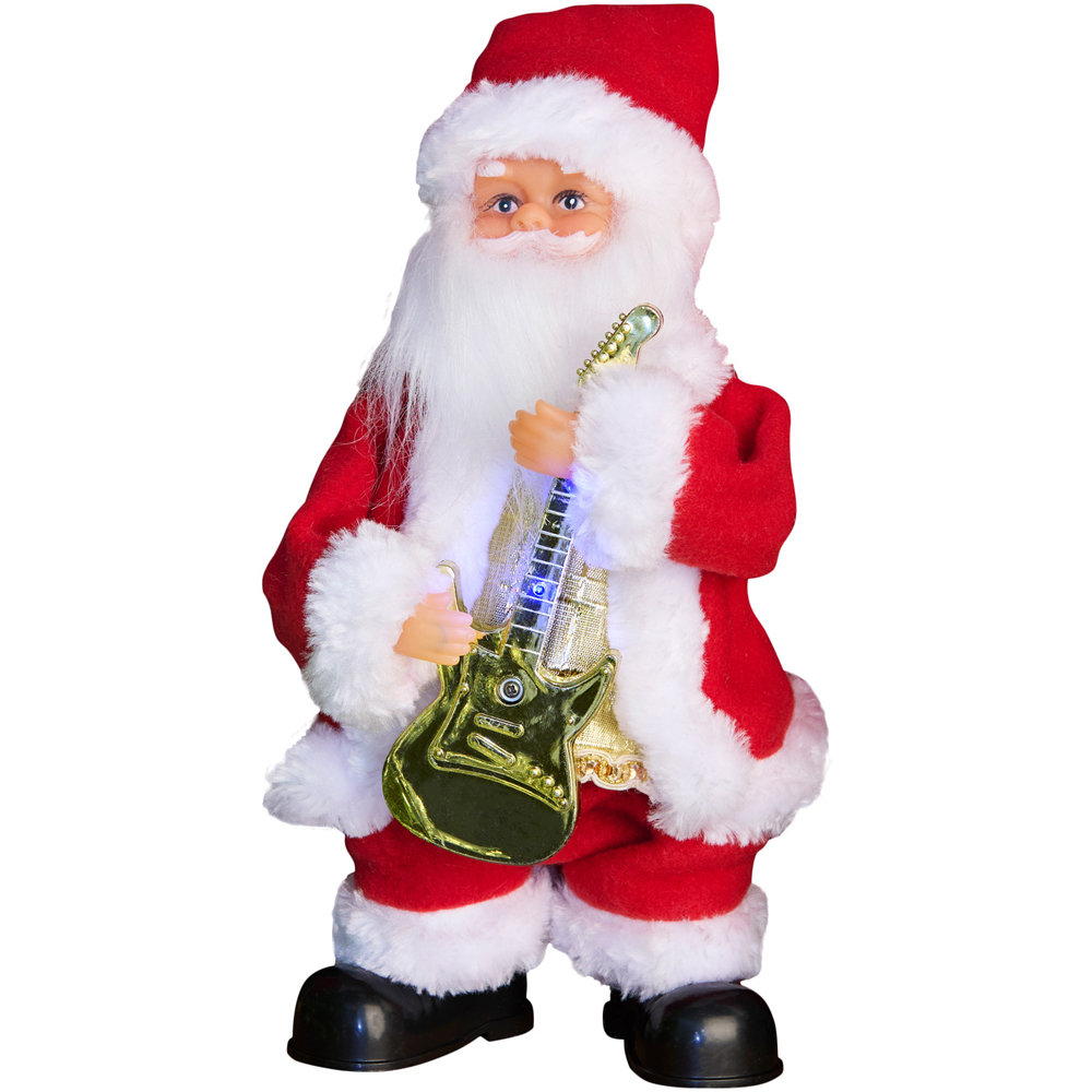 Dancing Santa with Guitar Decoration Image 1