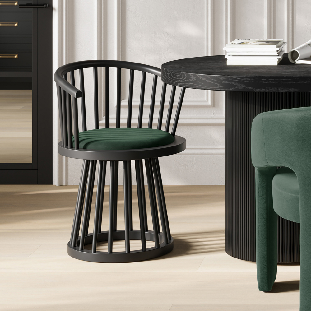 LPD Home Lina Forest Green and Black Dining Chair Image 7